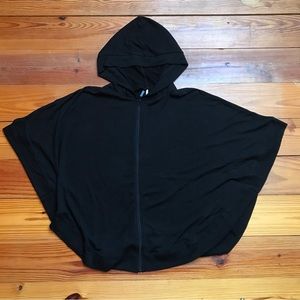 Poof! Black Hooded Zip-Up Cloak Poncho, EUC, S